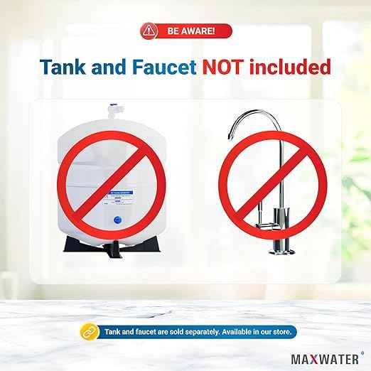 Max Water 5 Stage 50 GPD (Gallon Per Day) RO (Reverse Osmosis) Standard Water Filtration System - Under-Sink/Wall Mount (Without Tank & Faucet) - Model: RO-5C3