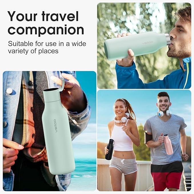 VSITOO 33oz Smart Self Cleaning Water Bottle，Insulated Water Bottle with Stainless Steel, BPA-Free, AI Self-Clean, 30-Day Battery, Magnetic Charging for Travel, Gym or Office, Blue