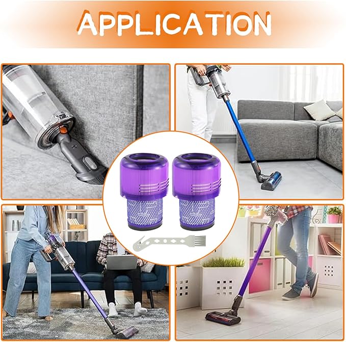 2 Pack V11 Vacuum Filters Replacement for Dy son V11 Animal, V11 Torque Drive,V11 Extra, V15 Detect V15s Detect Cordless Vacuum Cleaner Filter, Compare to Part 970013-02 - AquaVibe