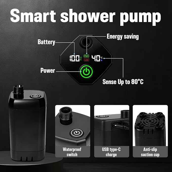Portable Camping Shower, 6000mAh Rechargeable Shower Pump, Large Capacity Foldable Bucket, 6' 7" Filtered Shower Head, Summer Beach, Outdoor Camp Showering, Hiking, Pet Bath, RV Car Wash, Water Plant