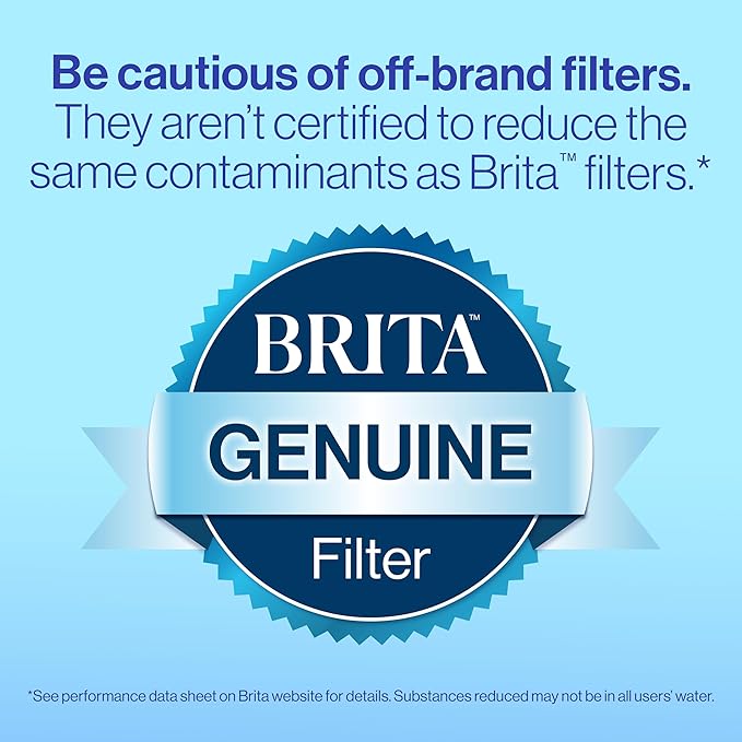 Brita Plus Water Filter, BPA-Free, High-Density Replacement Filter for Pitchers and Dispensers, Reduces 2x Contaminants*, Lasts Two Months or 40 Gallons, Includes 4 Filters (Pack of 6)
