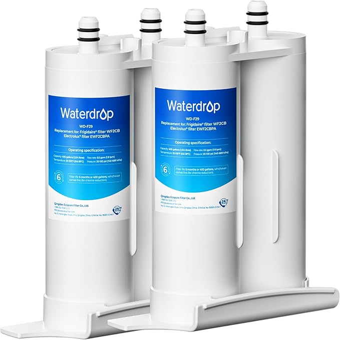 Waterdrop Replacement for Frigidaire® & Electrolux® WF2CB®, PureSource2®, NGFC 2000, FC100, Kenmore® 9916, EWF2CBPA®, 1004-42-FA Refrigerator Water Filter, 2 Filters