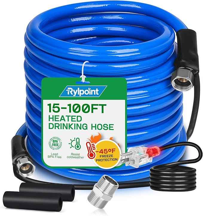 100FT Heated Water Hose for RV,Heated Drinking Water Hose,Lead and BPA Free,1/2"Inner Diameter,Temperatures Down to -47°F,Rv Accessories for Campers, Livestock, Agriculture