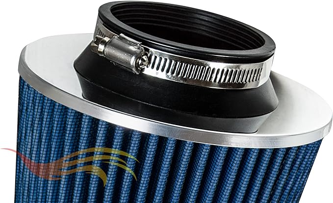 BLUE 3.5" 89 mm Inlet Cold Air Cone Replacement Quality Performance Washable Clamp-On Dry Air Filter