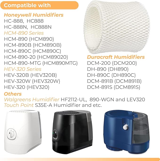 ANTOBLE 4 Pack HC-888 HC-888N Humidifier Wicking Filters Replacements for Honeywell HC888 HCM-890 HEV-320 Series & Duracraft D88 DCM-200 DH-890 Humidifier Filter C
