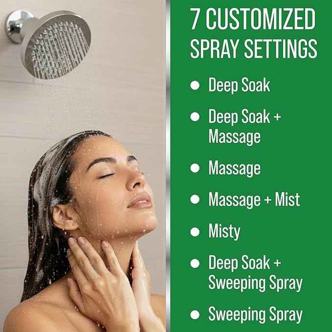 Lab Tested Filtered Shower Head for Improved Hair & Skin. Great for Dry Itchy Skin, Dandruff, Eczema. Multi Stage Calcium Sulfite Filter. 7 Spray Spa Setting. Chlorine Reducing Filter for Hard Water