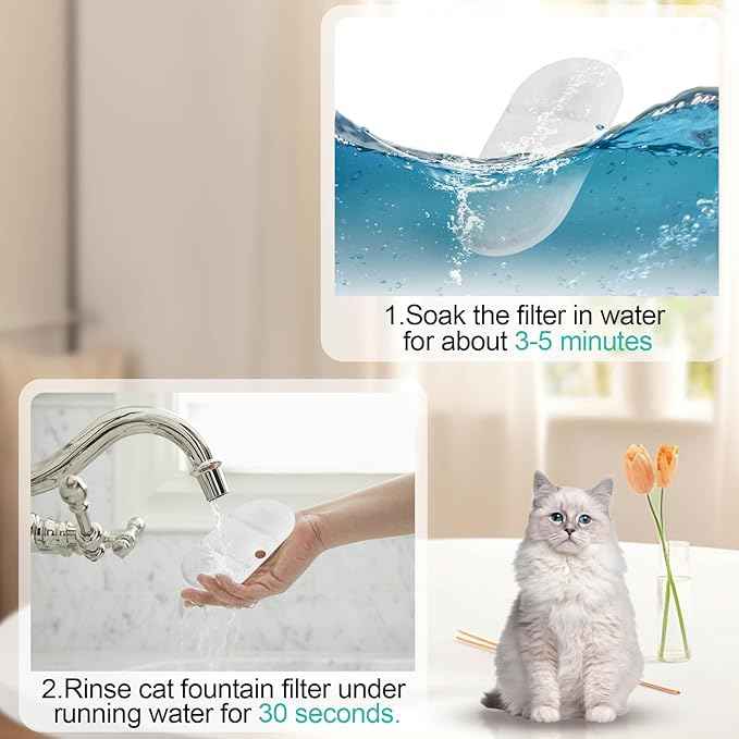 24 Packs Cat Water Fountain Replacement Filters Compatible with PETLIBRO PLWF002-71oz/2.1L Capsule Pet Fountain, Dog Dispenser Replacement Filter Set with Sponges
