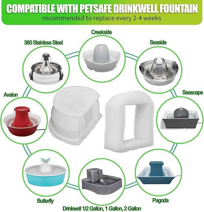 Pet Cat Water Fountain Filters Replacment Compatible with Drinkwell Petsafe Fountain Stainless Steel 360 Avalon, Pagoda Seascape and Sedona Water Bowl (16 Packs)