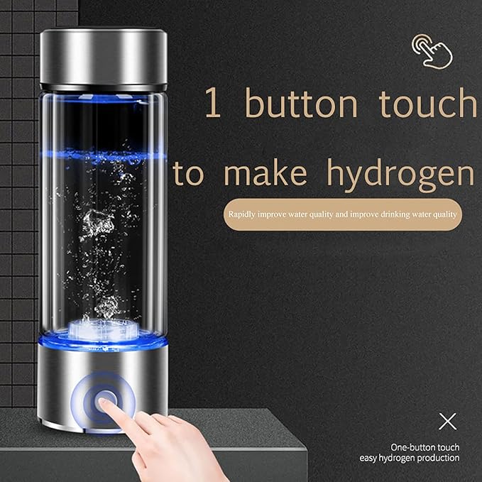 Hydrogen Water Generator Ionizer Hydrogen Alkaline Water Bottle Machine Maker Portable PEM Technology Make Hydrogen Content Up to 800-1200 PPB USB Rechargeable Colorful Lights 450ML