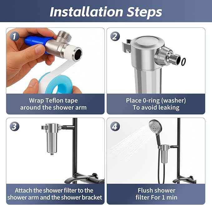 Handheld Shower Water Filter - Filters Out Oxidants & Heavy Metals, Hydrogen Sulfide, Reduces Frizz, Soothes the Scalp, Softens the Skin for Shower Filtration - Suitable for Sensitive Skin