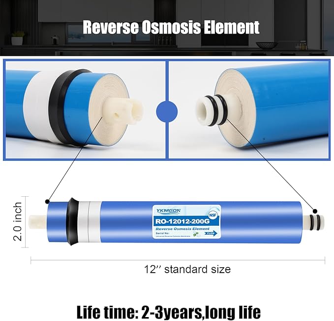 2 Pack 200GPD RO Membrane,2012-200G Reverse Osmosis Membrane Replacement Water Filter,for Under Sink Home Drinking RO Water Purifier System