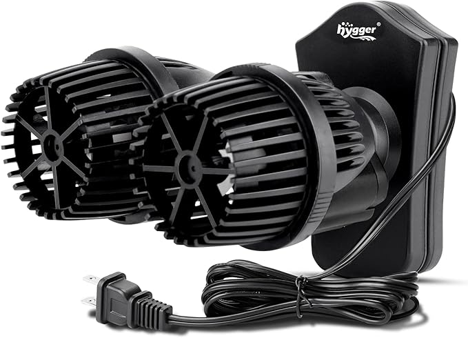 hygger 2100GPH Double Head Aquarium Wave Maker, Quiet 5W Aquarium Circulation Pump, with Strong Magnetic Suction Base, 360°Adjustable Power Head, for 40~110 Gal Tank - AquaVibe
