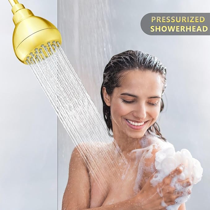 High Pressure Shower Head - Powerful Bathroom Pressure Boosting Showerhead - Perfect Universal Replacement for Bathroom Shower Heads (Gold)