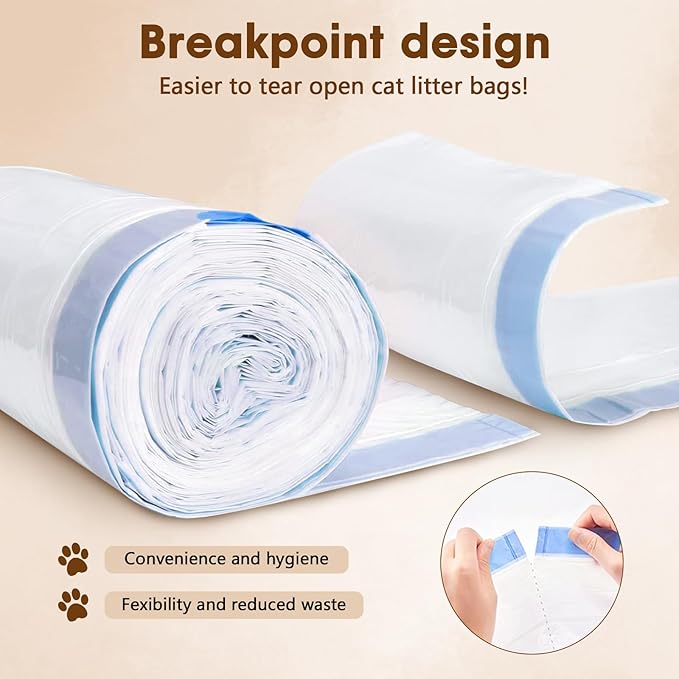 120 Count Cat Litter Box Liners for Fumoi and Fsitego Self Cleaning Litter Box, Extra Thick Heavy Duty Cat Litter Bags Replacement, 3-4 Gallons of Capacity - AquaVibe