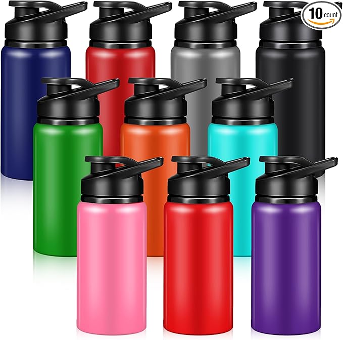 Mimorou 10 Pack Reusable Aluminum Water Bottles Bulk Multicolor Outdoor Sports Water Bottles for Travel Gym Cycling Camping, Snap Lid