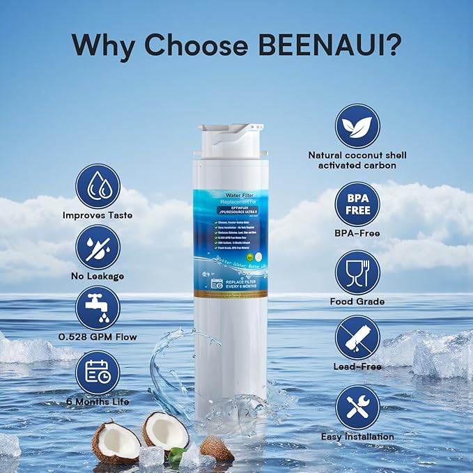 Water Filter Replacement, Compatible with EPTWFU01 and Pure Source Ultra II, EWF02, EPTWFU01C, 4562222, 012505454226, 807946701 – Advanced Filtration Technology, Long Life Span 1 Pack - AquaVibe