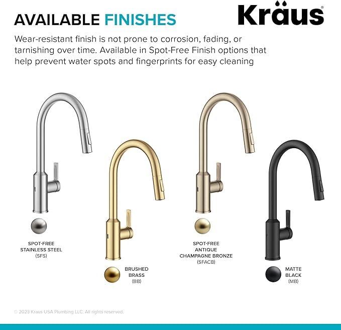 Kraus Oletto Kitchen Faucets Touchless Sensor Single Handle Pull-Down Sprayer in Brushed Brass, KSF-2830BB