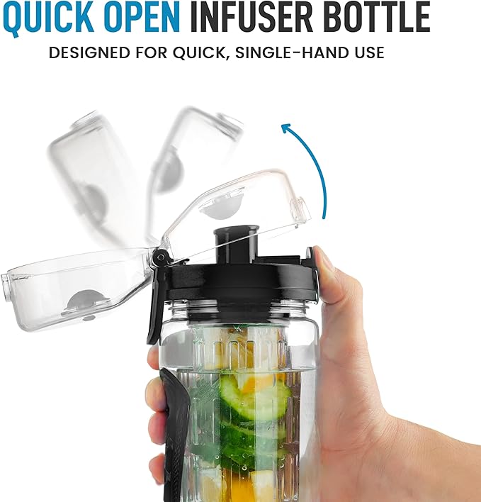Zulay Fruit Infuser Water Bottle - 34oz - Leakproof With Full-Length Infusion Rod - Men Women's Ideal Fitness Gift Or For Gym, Camping