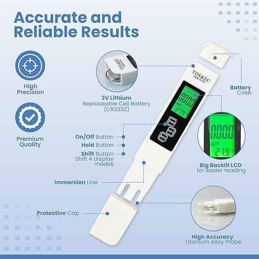 All-New 2026 TDS Meter Digital Water Tester – 4-in-1 Accurate & Reliable TDS, EC & Temperature Meter (°C, °F) 0-9990 ppm, Ideal for Drinking Water, Aquariums, Hydroponics, RO/DI Systems & More