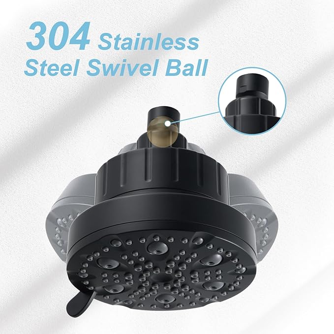 OFFO Filtered Shower Head, 20 Stage Shower Filter Head for Hard Water with Pause Mode, 9 Modes High Pressure Shower Head with Filter for Remove Chlorine and Harmful, Matte Black - AquaVibe