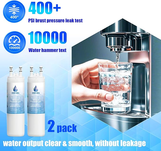 WF3CB Water Filter Replacement - Compatible with Frigidaire WF3CB, PureSource 3, 706465, 242086201, 242069601, PS3412266, AP4567491 Water Filter Replacement, Height 9 Inches, 2 Pack - AquaVibe