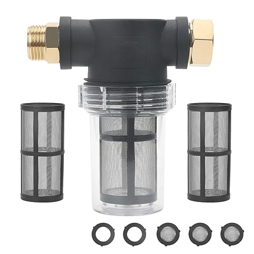 STYDDI Garden Hose Inlet Filter for High Pressure Washer, Garden Hose Water Sediment Filter Attachment with 100 Mesh Screen for Power Washer, Transfer Pump, Rain Barrels, Outdoor Spigots - AquaVibe