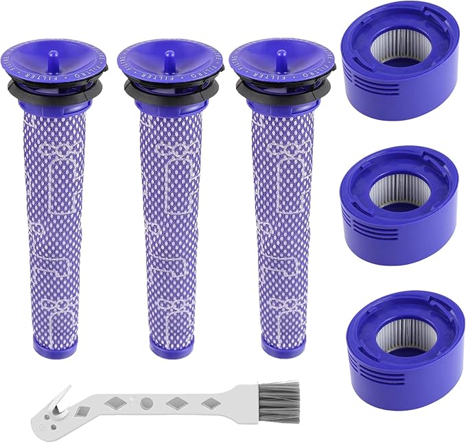 6 Pack Vacuum Filter Replacement Kit for Dy-son V7, V8 Animal and V8 Absolute Cordless Vacuum, 3 Post Filter, 3 Pre Filter, Replaces Part # 965661-01 & 967478-01 - AquaVibe