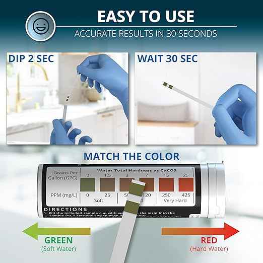 WeAQUA DoubleCheck Water Hardness Test Kit 200 Strips with Sample Cup - Hard Water Testing Strips (0-25 gpg / 0-425 ppm)