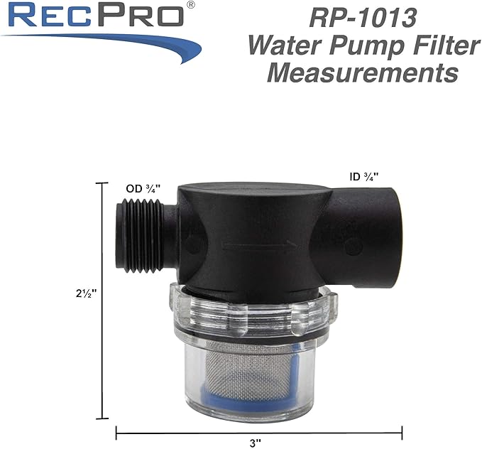 RecPro RV Replacement Water Pump Strainer | 1/2 Twist-On Pipe Strainer | Compatible with WFCO and Shurflo Pumps (RecPro)