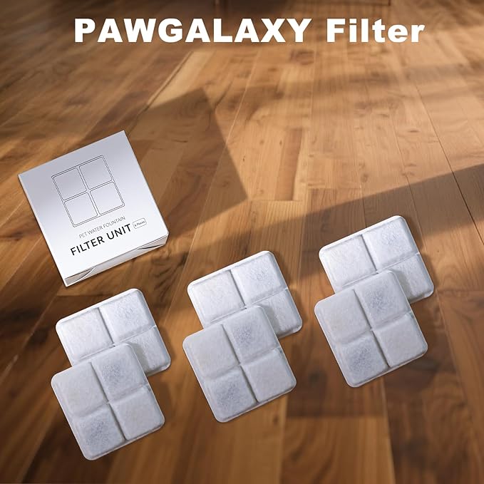 6 Pack Pet Water Fountain Replacement Filters, for 135 oz/4 L Cat Water Fountain Cordless, 6 Months Set of Ultra Quiet Pet Dispenser Stainless Steel, White 6 Count