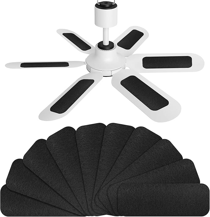 Ceiling Fan Air Filter -10 Pack Activated Coconut Shell Carbon Filter Rounded rectangle Unscented Universal Easy-Stick Ceiling Fan Blade Filters for Home Bedroom Living Room Office