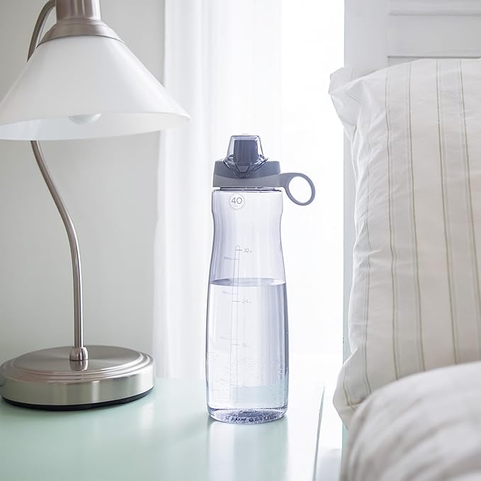 Pogo BPA-Free Tritan Plastic Water Bottle with Chug Lid, 40 Oz, Grey