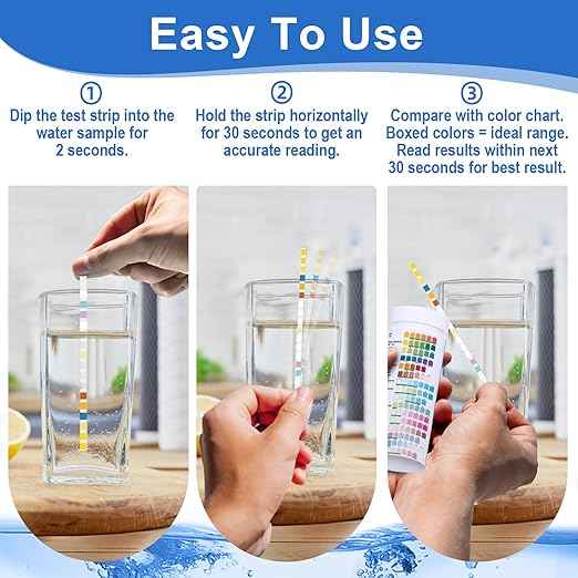 Water Testing Kits for Drinking Water - 150 Strips 24 in 1 Well, Tap and Drinking Water Test Kit, Water Test Strips with Hardness, pH, Lead, Iron, Copper, Chlorine, and More