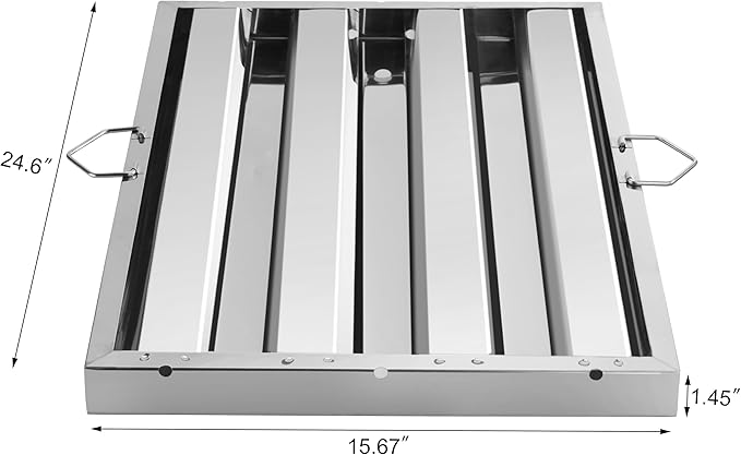 New Star Foodservice 54347 Stainless Steel Hood Filter 16" W x 25" H, Set of 6 - AquaVibe