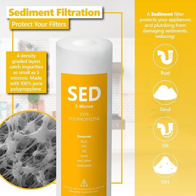 Express Water – 1 Year Alkaline Reverse Osmosis System Replacement Filter Set – 9 Filters – 10 inch Size Water Filters