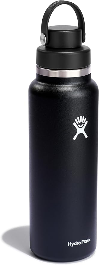 Hydro Flask Water Bottle - Insulated Stainless Steel - Wide Mouth Chug Lid, Non Spill, Leakproof in 40 Oz Black