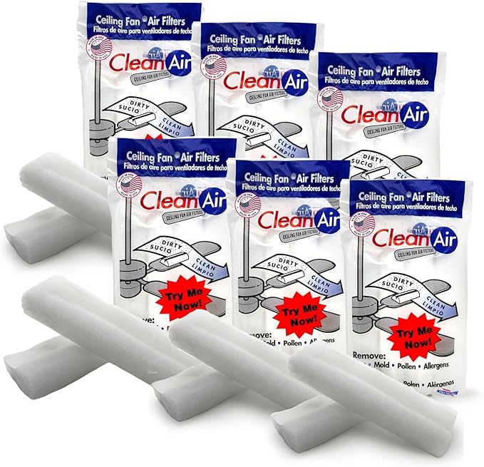 BioStrike Ceiling Fan Blade Air Filter - Dust & Allergen Catcher - Easy-Attach - Blade Filters for Any Fan Size - Reduce Airborne Particles - Made in USA (6 Packs w/ 2 filters each)