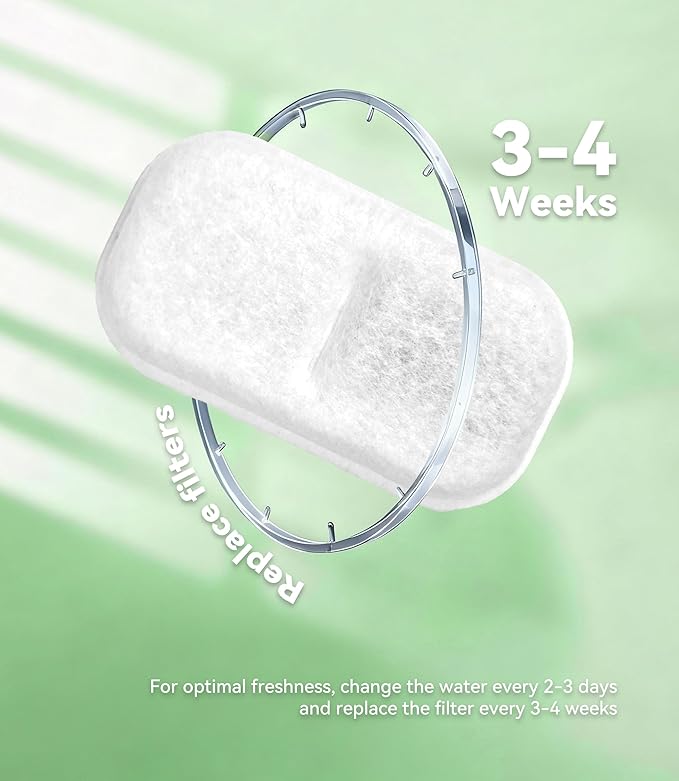 Cat Water Fountain Filter Replacement: 4 Carbon Filters & 4 Foam Sponges Kitty Spout Pump Filters for 108Oz/3.2L & 67Oz/2L Stainless Steel Pet Water Dispenser Cat/Dog