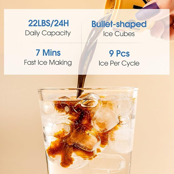 4-in-1 Self-Cleaning Ice & Water Machine - Hot & Cold Bottom Loading Water Cooler Dispenser for 5 Gal Bottle - Built-in Bullet Ice Maker - 22LBS/Day Ice Making, Black