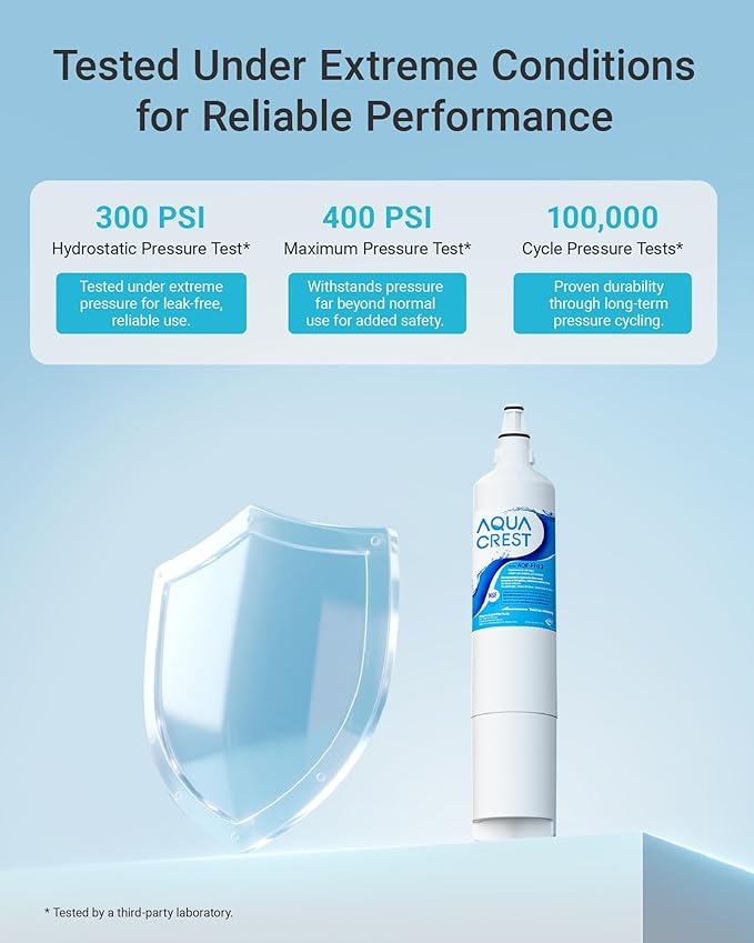 AQUA CREST 5231JA2006A Replacement for LG® LT600P® Refrigerator Water Filter, fml-2, Kenmore® 46-9990, Kenmore® 9990, 5231JA2006B, RWF1000A, LFX25960ST, LSC27931ST, 3 Filters