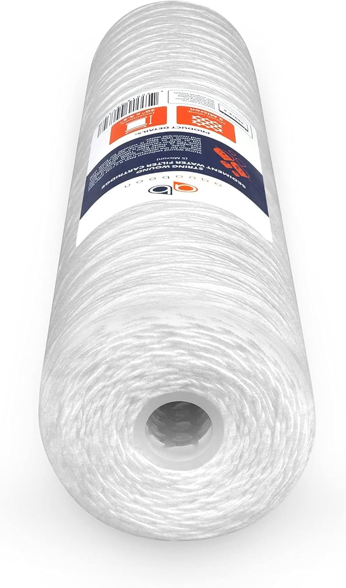 Aquaboon 5 Micron 20 x 4.5 Whole House String Wound Water Filter Replacement Cartridge for Well Water Filtration Compatible with WP5BB20P, 10-Pack