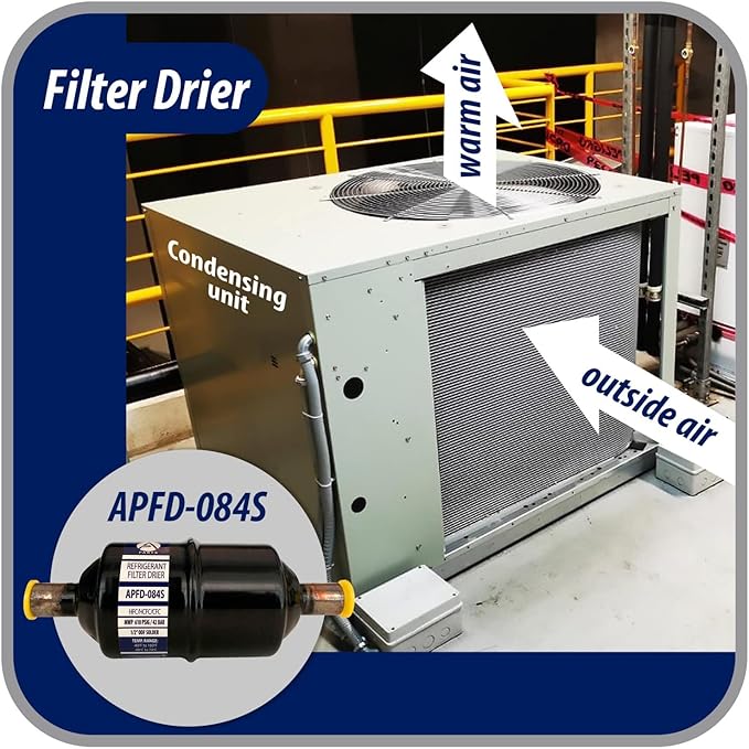 Appli Parts APFD-084S 1/2 in Liquid Line Refrigerant AC Filter Drier hvac Refrigeration 084S ODF Sweat Solder connection universal unidirectional 6in long 2 in wide