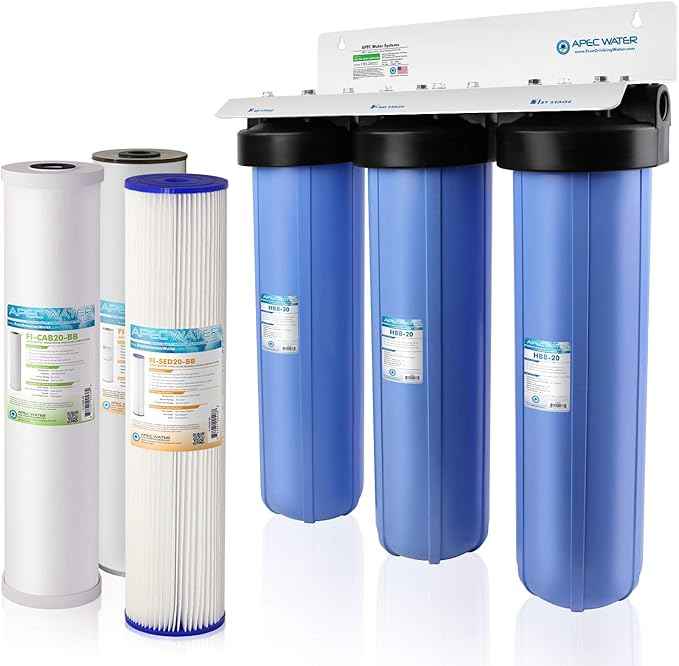 APEC 3-Stage Whole House Water Filter System with Iron, Sediment and Chlorine Filters (CB3-SED-IRON-CAB20-BB)