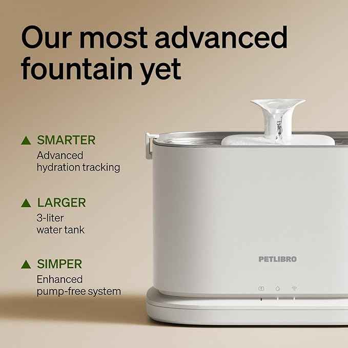 PETLIBRO Quiet Dog Water Fountain Stainless Steel Tray, Smart Pet Water Fountain for Dogs Inside with App Monitoring, 3L Dog Fountain Water Bowl, Automatic Water Dispenser for Dogs, Cat Water Fountain