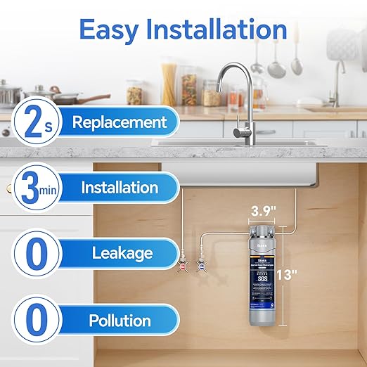 Stokk UC50 Under Sink Water Filter, Reduces Lead, Chlorine, Bad Taste & Odor, 26000 Gallons Under Counter Water Filter Systems Direct Connect to Kitchen Faucet, NSF/ANSI 372& 42& 53