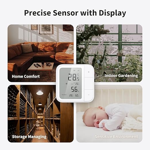 Aqara Thread/Zigbee Smart Climate Sensor W100,Temperature and Humidity Monitoring,Wireless Remote HVAC Control, 3 Customizable Smart Buttons,Works with HomeKit, Alexa, Google & More