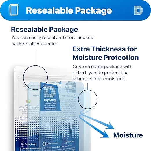 Dry & Dry 1 Gram [1000 Packets] Blue Indicating(Blue to Pink) Silica Gel Packets Desiccants Silica Gel Packets - Rechargeable Silica Packets, Silica Gel, Silica Gel Packs