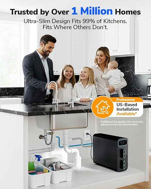 Ecoviva Reverse Osmosis Water Filter Under Sink System - E6 600GPD Tankless RO, 5" Ultra-Thin Design for Small Spaces 9-Stage Reduces TDS & Softens Water - Ideal for Apartment, Kitchen & Dormitory