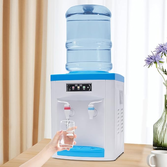 110V 550W Portable Countertop Water Dispenser, Hot and Cold Compact Water Cooler Mini Tabletop Drinking Machine Small Space Hydration Station, Desktop Water Dispenser for Home Office Dorm Kitchen