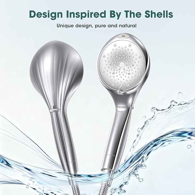 FASDUNT Shower Head with Handheld, High Pressure 8-Mode Filtered Shower Head with 80" Extra Long Stainless Steel Hose & Adjustable Bracket, Built-in Filter for Hard Water -Remove Chlorine, Chrome